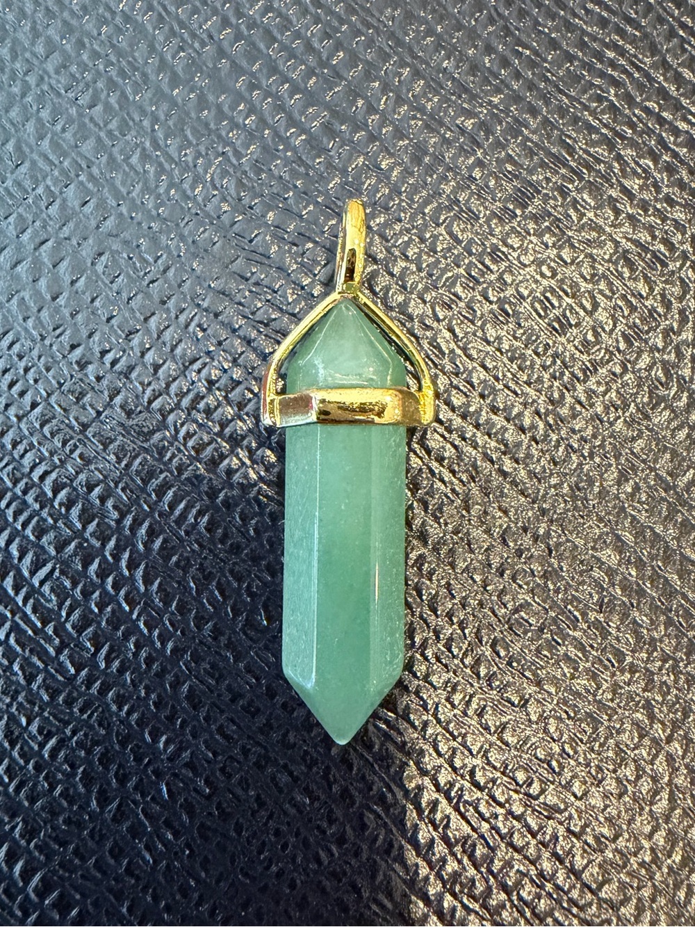 Natural Green Aventurine Crystal Point Pendant Necklace Boho